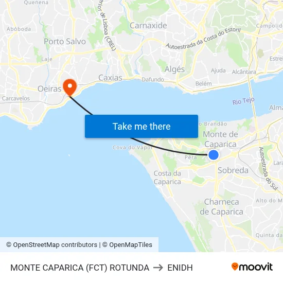 MONTE CAPARICA (FCT) ROTUNDA to ENIDH map