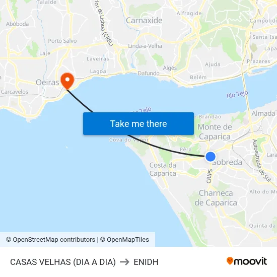 CASAS VELHAS (DIA A DIA) to ENIDH map