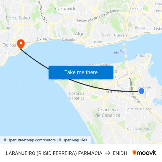 LARANJEIRO (R ISID FERREIRA) FARMÁCIA to ENIDH map