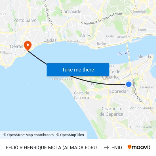 FEIJÓ R HENRIQUE MOTA (ALMADA FÓRUM) to ENIDH map