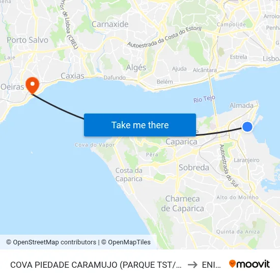COVA PIEDADE CARAMUJO (PARQUE TST/ETAR) to ENIDH map