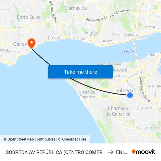SOBREDA AV REPÚBLICA (CENTRO COMERCIAL) to ENIDH map