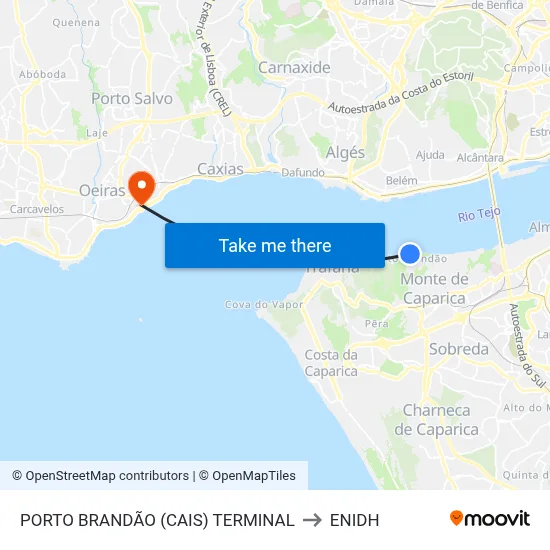 PORTO BRANDÃO (CAIS) TERMINAL to ENIDH map
