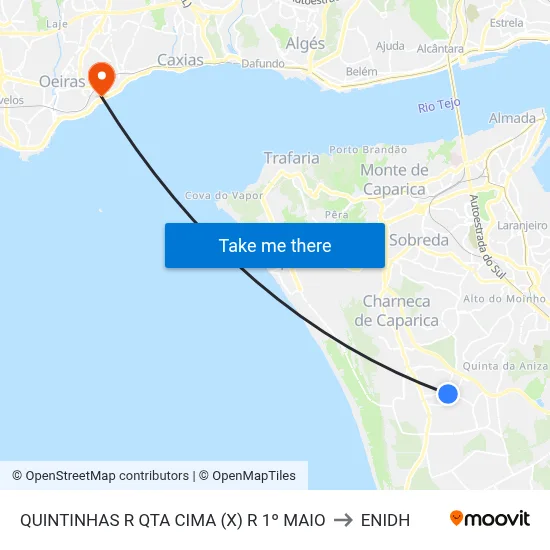 QUINTINHAS R QTA CIMA (X) R 1º MAIO to ENIDH map