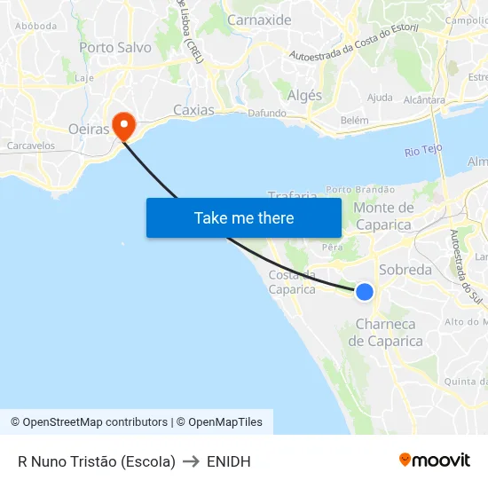 R Nuno Tristão (Escola) to ENIDH map