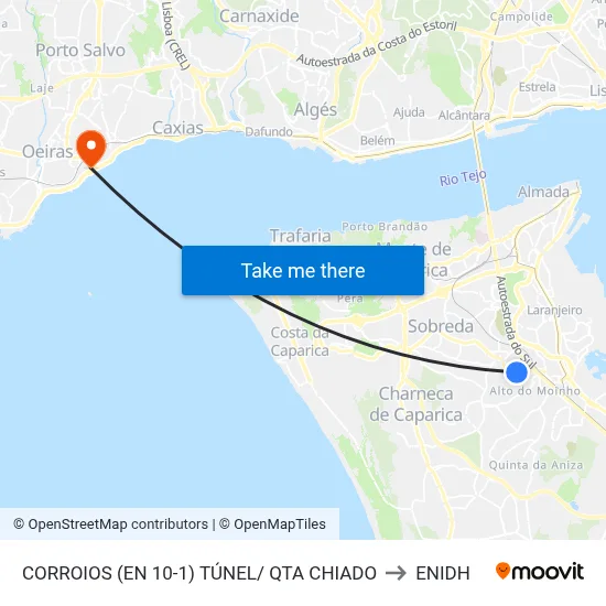 CORROIOS (EN 10-1) TÚNEL/ QTA CHIADO to ENIDH map