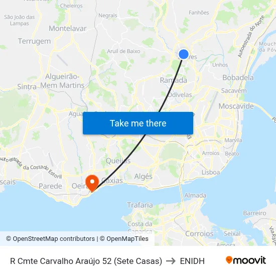R Cmte Carvalho Araújo 52 (Sete Casas) to ENIDH map