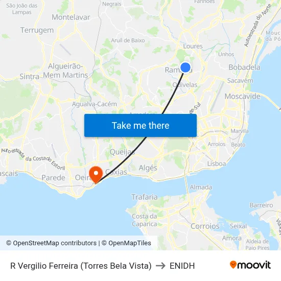 R Vergilio Ferreira (Torres Bela Vista) to ENIDH map