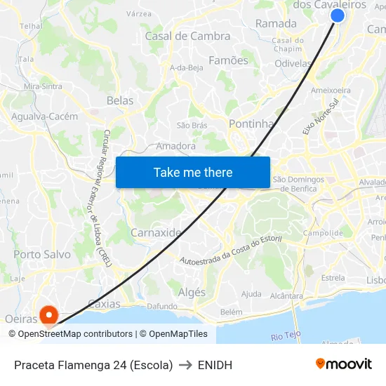 Praceta Flamenga 24 (Escola) to ENIDH map