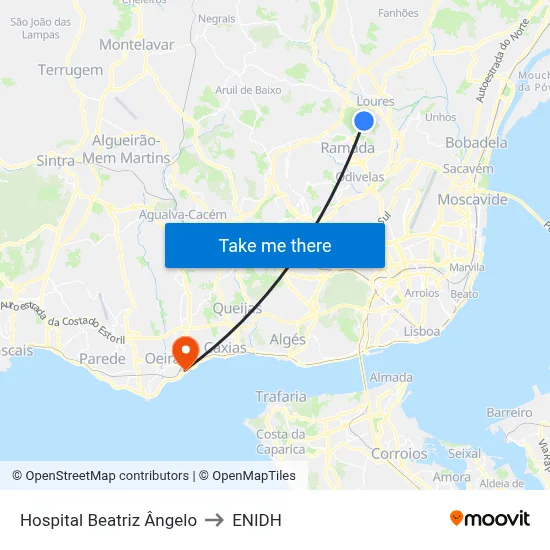 Hospital Beatriz Ângelo to ENIDH map