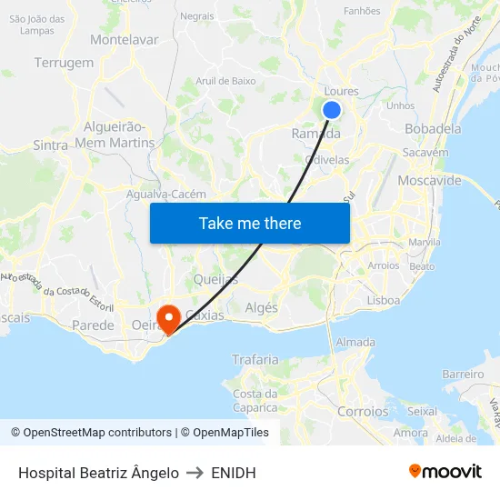 Hospital Beatriz Ângelo to ENIDH map