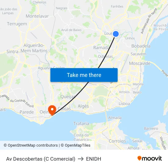 Av Descobertas (C Comercial) to ENIDH map