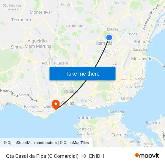 Qta Casal da Pipa (C Comercial) to ENIDH map