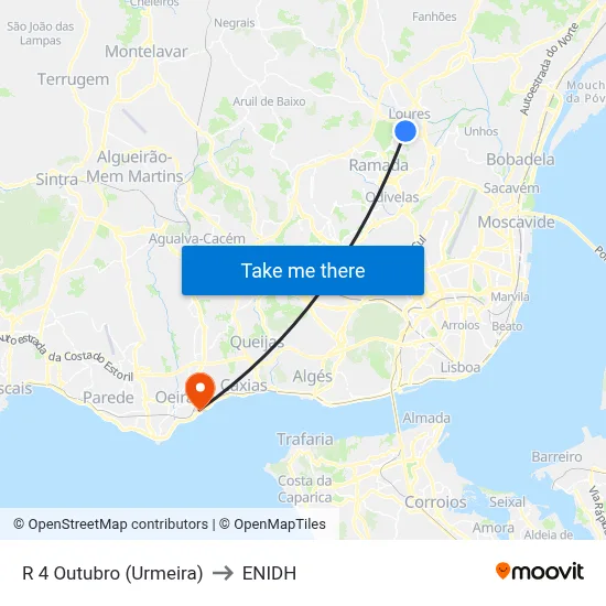 R 4 Outubro (Urmeira) to ENIDH map