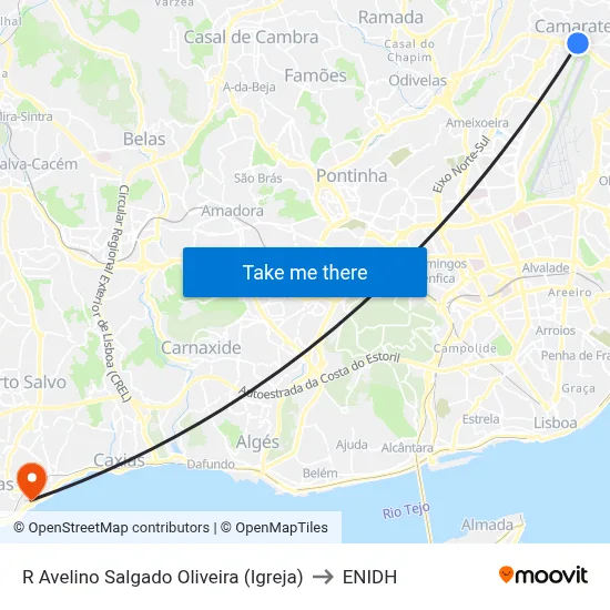 R Avelino Salgado Oliveira (Igreja) to ENIDH map