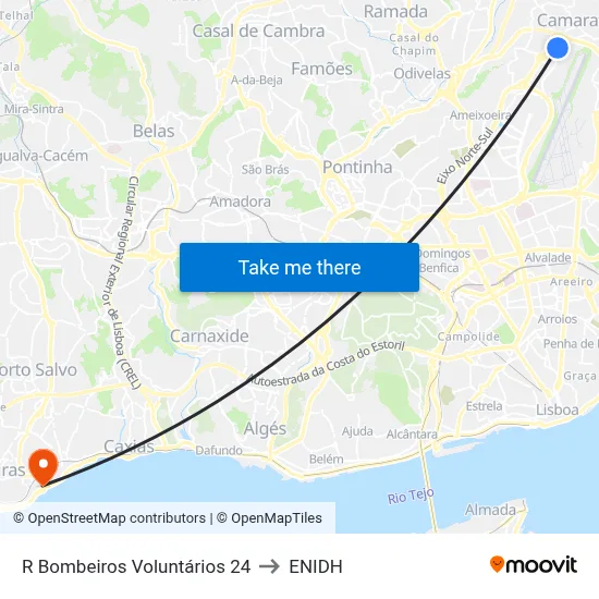 R Bombeiros Voluntários 24 to ENIDH map