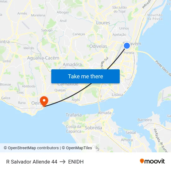 R Salvador Allende 44 to ENIDH map