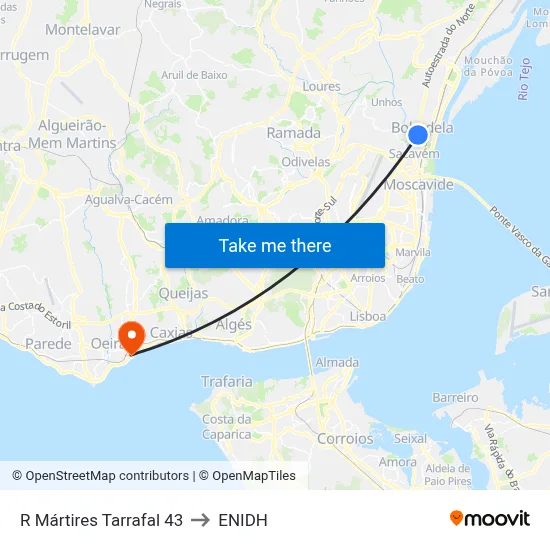 R Mártires Tarrafal 43 to ENIDH map