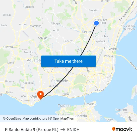 R Santo Antão 9 (Parque RL) to ENIDH map