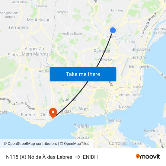 N115 (X) Nó de À-das-Lebres to ENIDH map