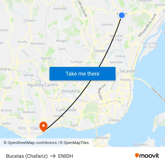 Bucelas (Chafariz) to ENIDH map