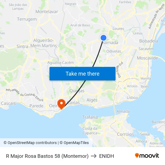 R Major Rosa Bastos 58 (Montemor) to ENIDH map