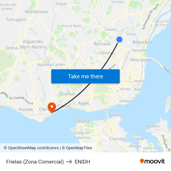 Frielas (Zona Comercial) to ENIDH map