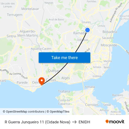 R Guerra Junqueiro 11 (Cidade Nova) to ENIDH map