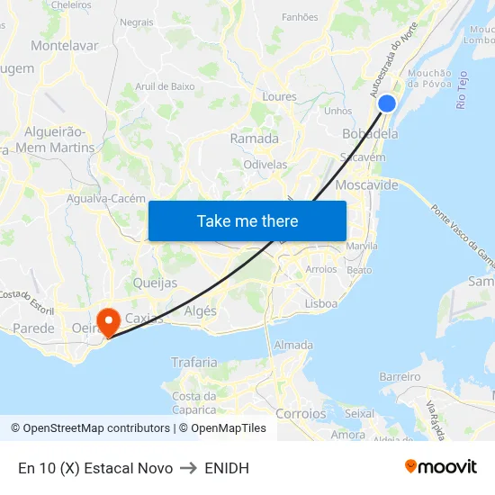 En 10 (X) Estacal Novo to ENIDH map