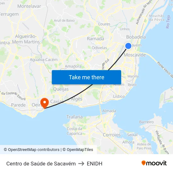 Centro de Saúde de Sacavém to ENIDH map