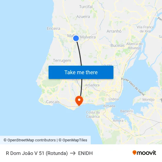 R Dom João V 51 (Rotunda) to ENIDH map