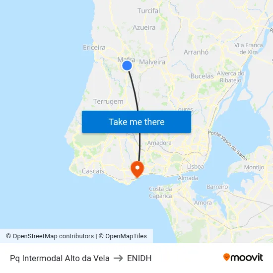 Pq Intermodal Alto da Vela to ENIDH map