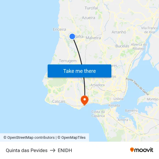 Quinta das Pevides to ENIDH map