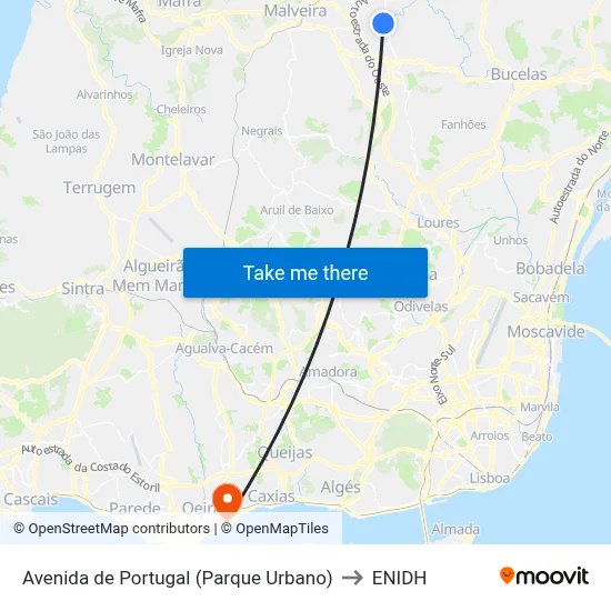 Avenida de Portugal (Parque Urbano) to ENIDH map