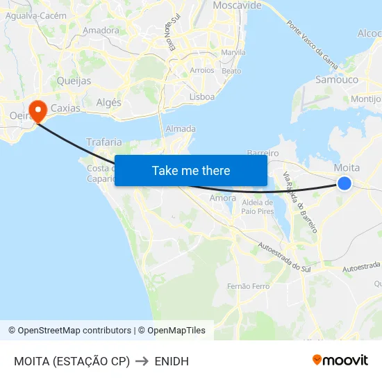 MOITA (ESTAÇÃO CP) to ENIDH map