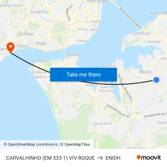 CARVALHINHO (EM 533-1) VIV ROQUE to ENIDH map