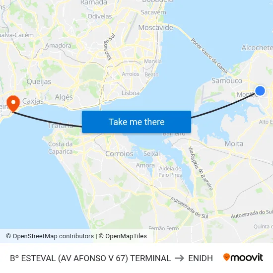 Bº ESTEVAL (AV AFONSO V 67) TERMINAL to ENIDH map