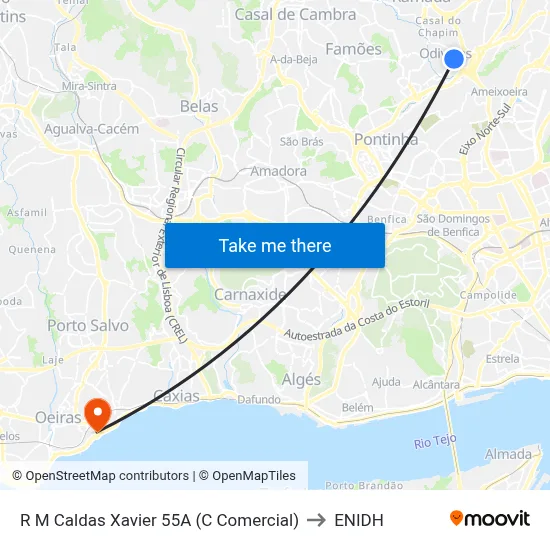 R M Caldas Xavier 55A (C Comercial) to ENIDH map