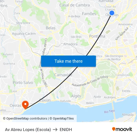 Av Abreu Lopes (Escola) to ENIDH map