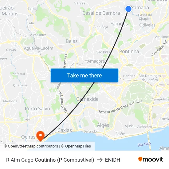 R Alm Gago Coutinho (P Combustível) to ENIDH map