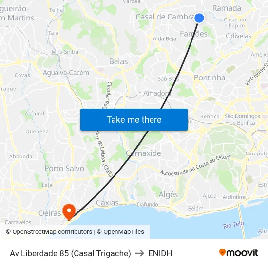 Av Liberdade 85 (Casal Trigache) to ENIDH map