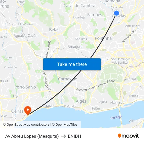 Av Abreu Lopes (Mesquita) to ENIDH map