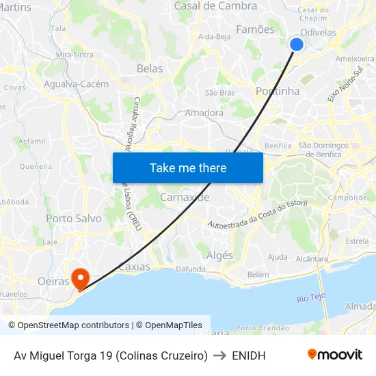 Av Miguel Torga 19 (Colinas Cruzeiro) to ENIDH map