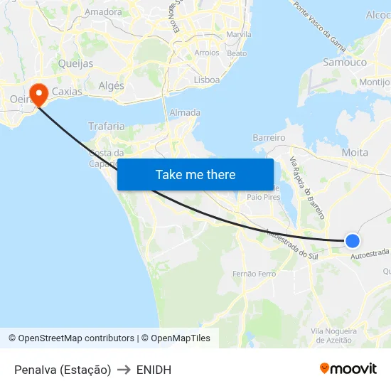 Penalva (Estação) to ENIDH map