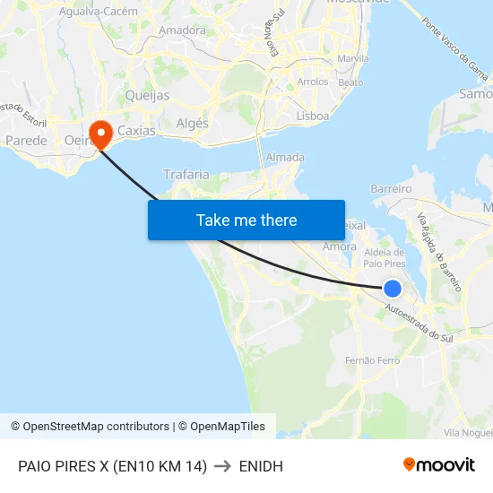 PAIO PIRES X (EN10 KM 14) to ENIDH map
