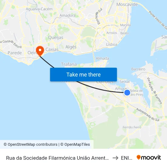 Rua da Sociedade Filarmónica União Arrentelense 5 to ENIDH map