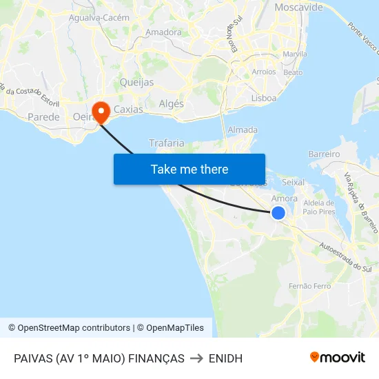 PAIVAS (AV 1º MAIO) FINANÇAS to ENIDH map