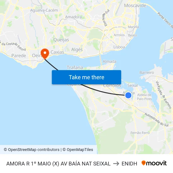 AMORA R 1º MAIO (X) AV BAÍA NAT SEIXAL to ENIDH map