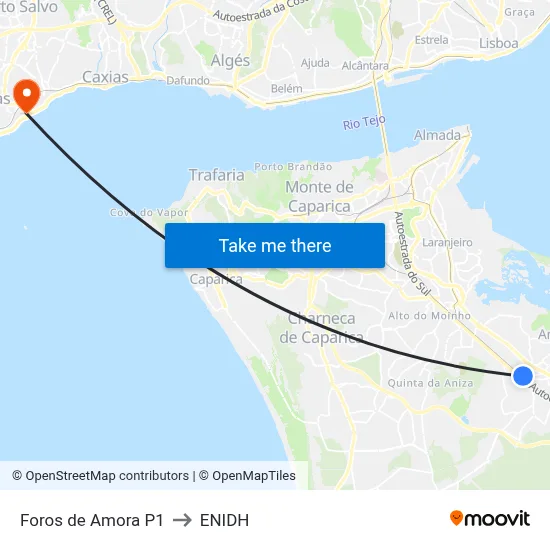 Foros de Amora P1 to ENIDH map