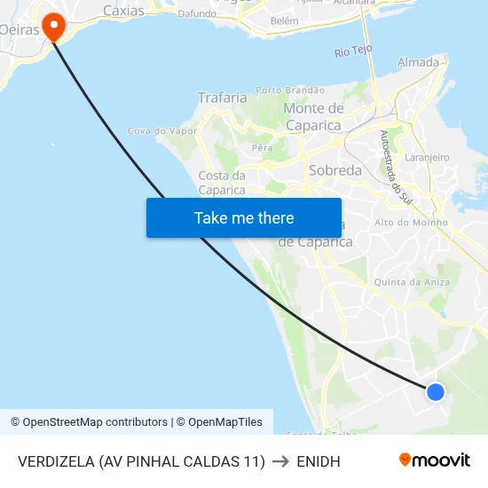 VERDIZELA (AV PINHAL CALDAS 11) to ENIDH map